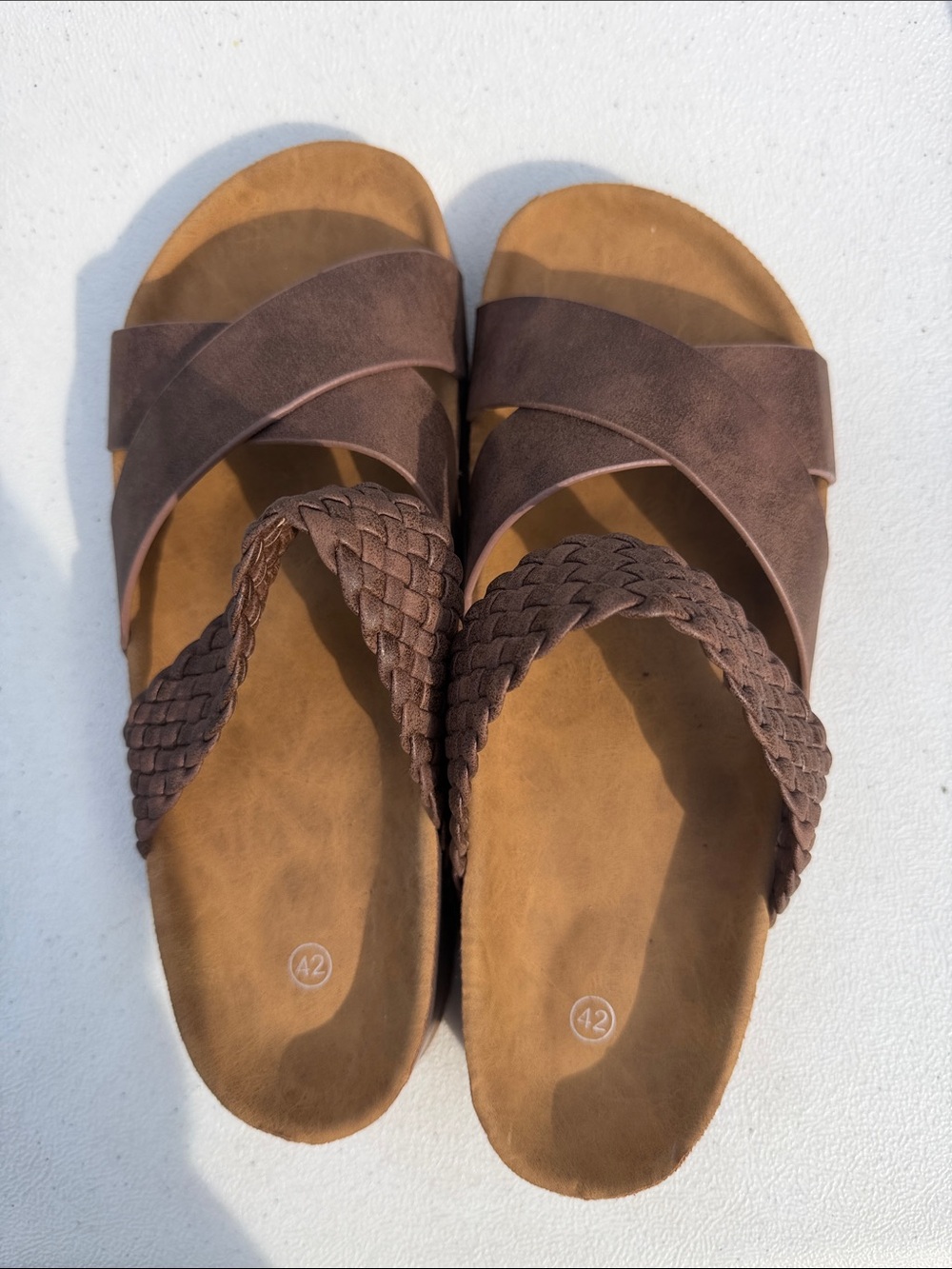 Women's Brown Braided & Crossover Strap Sandals